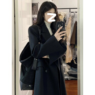 GARNUO灰色毛呢外套女羽絨內膽秋冬季新款小個(gè)子高級感正肩西裝呢子大衣 黑色【常規內里】 S 【80-100】