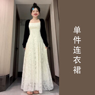 小紅書(shū)爆款絕美白色碎花吊帶洋裝子女夏季2025新爆款漂亮掐腰長(cháng)裙 白色連衣裙[單件][今年流行爆款 40/45kg/S 均碼