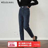 Olrain5折服飾2025新款女裝秋冬季法式復古彈力修身鉛筆牛仔褲九分褲 藍灰色 M