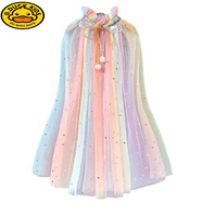 哈羅小黃鴨HAL.DUCK愛(ài)莎公主披風(fēng)斗篷披肩女童兒童cos外套寶寶小女孩外搭披風(fēng)春秋款 五彩披風(fēng) 165 S碼