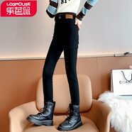 樂(lè )芭鼠女童褲子牛仔褲加絨秋冬季兒童褲子加厚保暖女孩緊身褲小腳褲休閑 黑色（春秋款） 170 建議12-14歲(身高165左右)