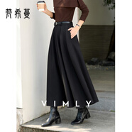 梵希蔓黑色西裝百褶半身裙女25年秋新款收腰顯瘦氣質(zhì)a字大擺長(cháng)裙 A3290 經(jīng)典黑 M （建議100-110斤）