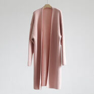 原單秋冬歐美風(fēng)羊毛開(kāi)衫中長(cháng)款無(wú)扣加厚寬松毛衣灰色外套 粉色現貨 均碼 均碼胖瘦可穿不挑人