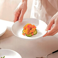 斯凱綈（Sky Top）陶瓷盤(pán)子骨瓷碟子深菜盤(pán)純白餐盤(pán)家用酒店餐具套裝7.5英寸飯盤(pán)4件