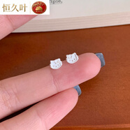 恒久葉【Kitty貓】Noble Gnce s925純銀色貓咪耳釘女可愛(ài)甜美百搭設計感 可愛(ài)KT貓耳釘【s925純銀】