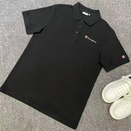 2025加大碼polo連衣裙女夏胖mm中長(cháng)款翻領(lǐng)t恤衫運動(dòng)裙情侶裝 串花男衫黑色 S S碼