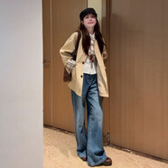 依樂(lè )琦秋季流行風(fēng)格韓系短款薄外套女早秋穿搭2026秋冬夾克上衣風(fēng)衣 【卡其色】【今年流行/早秋外套/獨特超好看/韓 輕薄 S 40/45kg