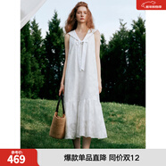 ELLE【明星同款】拾貝少女海軍領(lǐng)連衣裙女2025夏季新款減齡小白裙 白色 M