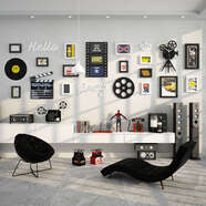 語(yǔ)森憶電影院裝飾畫(huà)影視相框組合掛墻場(chǎng)記板照片墻畫(huà)框 J款33件整套尺寸405x112cm 整套 安裝配件