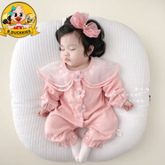 R.DUCKKIDS嬰幼兒衣服春秋款0-15個(gè)月女寶寶連體衣公主超萌外出服哈衣 粉色三朵小花 連體衣 90cm 90 碼建議12-16個(gè)月