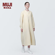 MUJI女式 木棉混雙層紗織長(cháng)袖連衣裙長(cháng)裙裙子襯衫裙 BC2IOC4S 原色 M 160/84A
