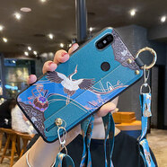 藍彩何適用小米max3手機殼如意腕帶mxa3保護3max硅膠套mx3全包磨砂軟殼m3大屏防摔3代外殼潮男女款個(gè)性創(chuàng  ) 云鶴365天用壞換新送9鋼化 小米Max3