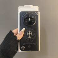 賽盟（SAIMENG）暗夜黑復古風(fēng)適用華為matex6折疊屏手機殼matex5典藏版x3保護套oppofindn5個(gè)性浮雕立體十字架皮質(zhì) 克羅心皮紋(前后殼)-立體對焦鉆花十字架 華為_(kāi)Mate_X6