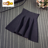 初徑短裙女秋冬羊毛針織半身裙打底毛線(xiàn)蓬蓬裙百褶a字傘裙小裙子冬裙 深灰色 S (85斤~100斤) 裙長(cháng)42CM