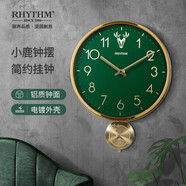 麗聲（RHYTHM）時(shí)鐘客廳鹿頭掛鐘靜音金屬簡(jiǎn)約臥室鐘表掛墻39.8cm掛表CMP551XA05
