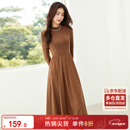 尚都比拉秋冬復古氣質(zhì)女神范打底針織連衣裙中長(cháng)款顯瘦a字裙 板栗棕 S 
