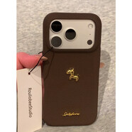 T圖斯拉新款金標小馬皮質(zhì)手機殼iPhone17promax馬年16pro新款皮紋PU華為Mate70創(chuàng  )意vivox300保護套 皮紋TPU棕色單殼+s0353金馬 vivoS20