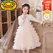 G.duck女童連衣裙秋冬季2025新款兒童冬裙小女孩洋氣公主裙加厚冬裝裙子 8770香檳加絨加厚 160 cm