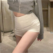 黑色高腰西裝短褲女秋冬外穿白色小個(gè)子美式辣妹緊身打底包臀熱褲 白色短褲內里全包邊 2XL 2XL建議130-140斤內