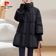 皮爾卡丹（pierre cardin）a字版輕奢時(shí)尚中長(cháng)款棉服女冬季2025新款小個(gè)子加厚感寬松女 黑色 XL (115-125斤)