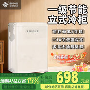 西泠立式冷柜小型冰柜一級能效風(fēng)冷無(wú)霜小冰箱家用側開(kāi)門(mén)全冷藏冷凍轉換抽屜式小冷藏冷凍柜母嬰 100升 立式復古冷柜 一級能效 -18℃深冷速凍