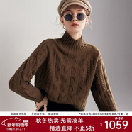 帕羅（PALUOPO）【紅色】100%純山羊絨衫女式立體絞花7G半高領(lǐng)針織衫保暖加厚毛衣 淺軍綠 L 165/105