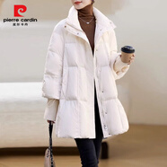 皮爾卡丹（pierre cardin）a字版輕奢時(shí)尚中長(cháng)款棉服女冬季2025新款小個(gè)子加厚感寬松女 白色 M (105斤以?xún)?