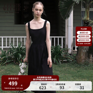 Teenie Weenie小熊白色連衣裙2025夏季新款優(yōu)雅氣質(zhì)黑色法式連身裙 黑色 M