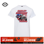 哈雷戴維森城市T恤系列 美式復古摩托車(chē)男士圓領(lǐng)短袖 休閑透氣 白色 L