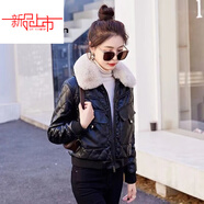 啄木鳥(niǎo)（TUCANO）加絨加厚皮夾克外套女短款冬季新款時(shí)尚小款機車(chē)服加棉皮衣小棉服 黑色+毛領(lǐng) 【收藏商品優(yōu)先發(fā) 加絨 M 96-106斤