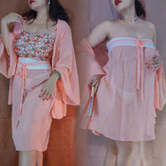 眉奈兒古風(fēng)大碼胖MM情趣漢服小胸衣服性感肚兜情侶趣味內衣暴露女裝qqny 滿(mǎn)庭芳裹胸披帛紗裙T褲 中碼建議120-140斤保密發(fā)貨