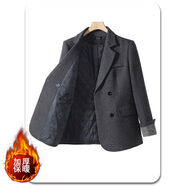 黑色西裝外套女秋冬加厚夾棉毛呢小西服韓版休閑百搭氣質(zhì)通勤外衣 夾棉灰色西裝 M M