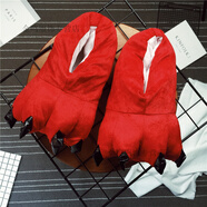 暢印 卡通搞怪動(dòng)物爪子棉拖鞋 冬季情侶保暖包跟家居可愛(ài)男女毛毛鞋 CQ 紅色(普通版) 小碼(適合34-39腳穿)