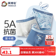 英博倫兒童內褲男童平角四角萊卡棉抗菌青少年中大童小男孩短褲三條裝 10533 兒童內褲 3條 160