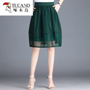 啄木鳥(niǎo)（TUCANO）花苞裙網(wǎng)紗半身裙女春秋短裙夏高腰百褶裙燈籠裙打底裙子2026新款 綠色 (歐根紗)8834 L