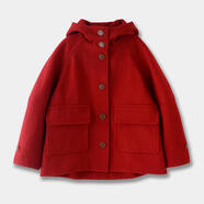 鼎勁日本*太后紅色連帽毛呢外套圣誕節春節寬松短款呢大衣加厚冬 紅色 均碼 00碼