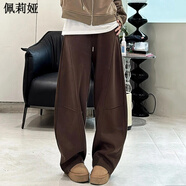 佩莉婭時(shí)尚百搭彎刀褲女高超長(cháng)棕色闊腿為婦春天新的高腰運動(dòng)和及地長(cháng)度 棕色-春秋加長(cháng).款PP 適合169-185身高 XL 建議136-150斤