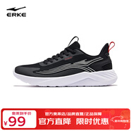 鴻星爾克（ERKE）跑步鞋新款輕便軟彈運動(dòng)鞋透氣減震跑鞋男鞋子男款 正黑/淺灰 41