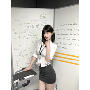 小紅書(shū)爆款【職場(chǎng)辣妹】原創(chuàng  )正版日系JK制服辣妹性感OL風(fēng)顯瘦襯衫 灰色短裙 XS 均碼