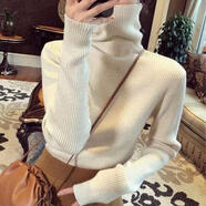 ANBIEM高領(lǐng)毛衣女秋冬新款韓國復古洋氣修身長(cháng)袖內搭加厚套頭打底針織衫 紫紅色加厚 M  75-120斤