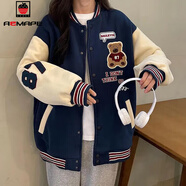 AEMAPE新款外套女2026春秋冬季女裝時(shí)尚韓版棒球服女ins潮顯瘦上衣百搭 藍色  M 95一110斤