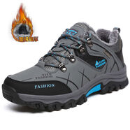 品牌男鞋春秋季透氣徒步戶(hù)外鞋男士休閑運動(dòng)跑步鞋防滑防水登山鞋 8527灰色加絨毛 38 38