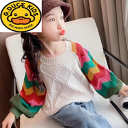 G.duck彩虹袖女童加厚針織2025秋冬季新款寶寶氧氣毛衣外套女童針織衫 彩虹袖 加厚款 100