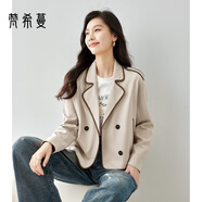 梵希蔓高級感超好看外套女秋冬穿搭英倫風(fēng)休閑寬松短款大衣上衣 M2820 杏色 L