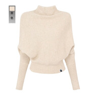 fingercroxx it灰色半高領(lǐng)毛衣女冬季收腰蝙蝠袖內搭打底針織衫寬松慵懶風(fēng)女 杏色 【官方正品】 S