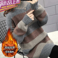 毛衣女款堆堆領(lǐng)冬天中長(cháng)款加絨加厚毛衣女秋冬新款套頭半高領(lǐng)洋氣 咖啡色【秋冬加絨款】 S