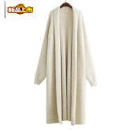 Sorrynam2025新款新款開(kāi)衫毛衣女仿水貂絨蝙蝠袖中長(cháng)款寬松氣質(zhì)秋冬慵懶風(fēng) 米白色 加長(cháng)不起球不掉毛 XS 身高150以上