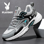 花花公子男鞋大碼冬季厚底運動(dòng)鞋軟底輕便防滑耐磨休閑跑步鞋45碼 黑綠-網(wǎng)面款【贈運費險】2320 41