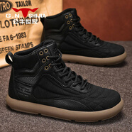 公牛世家（G.N.Shi Jia）男鞋2025新款秋冬戶(hù)外休閑馬丁靴加絨棉鞋男高幫工裝板鞋 黑色 39