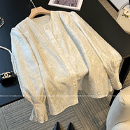 小紅書(shū)早春套裝民族風(fēng)新中國風(fēng)背心長(cháng)袖襯衫上衣夾克時(shí)尚女裝 襯衫 S